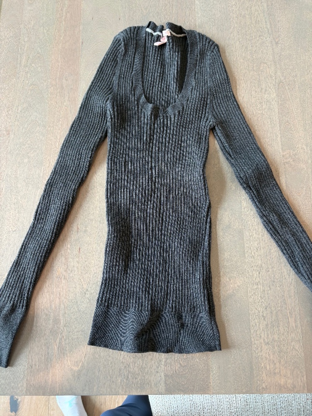 Victoria's Secret Charcoal Gray Ribbed Scoop Neck Sweater